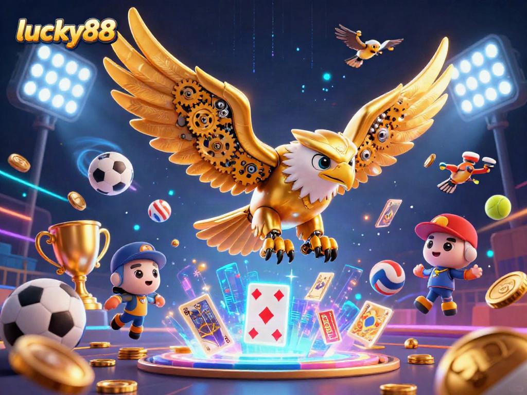 Experience thrilling gameplay at lucky88 with dynamic 3D elements celebrating sports betting excitement.
