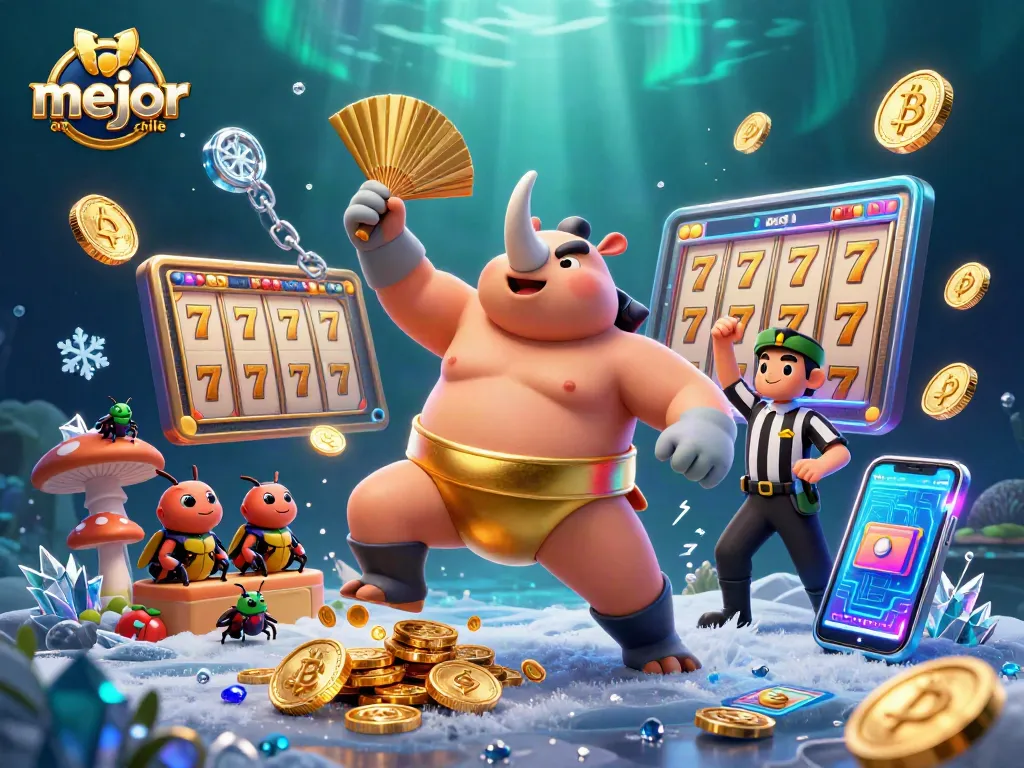Disfruta de la acción en el mejor casino online Chile con una emocionante ilustración 3D llena de monedas y personajes únicos.