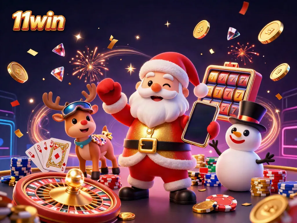 Experience festive wins with 11win's entertaining games, featuring Santa and casino elements