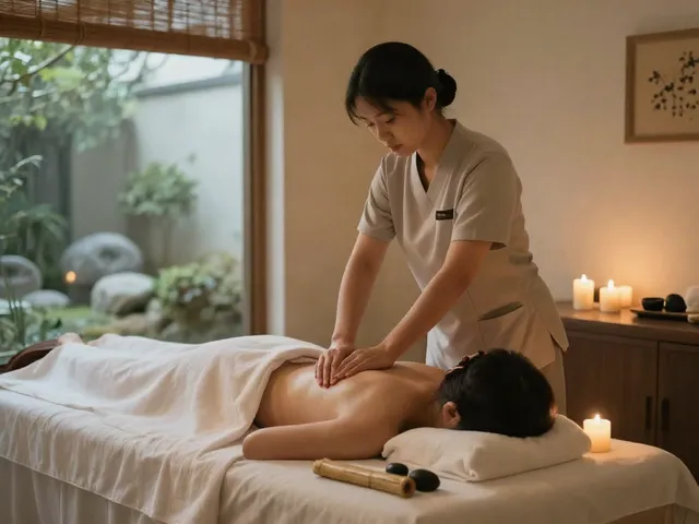 Relaxing 역삼동출장안마 session in a tranquil spa environment with soothing ambiance and natural decor.