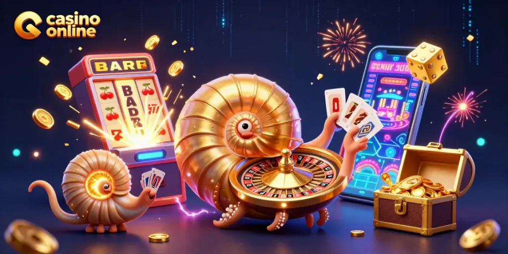 Disfruta de la emoción del casino online con la gigante nautilus y su rueda de ruleta.